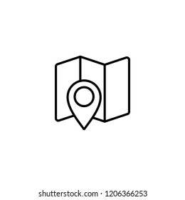 thin line location on map icon on white background