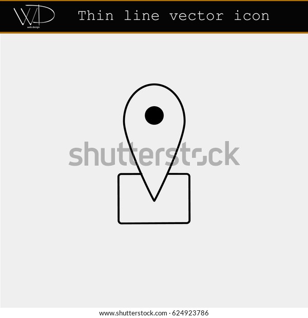 thin line location vector icon for web design,\
mobile apps, application, on-line store,e-commerce , mobile store.\
Linear elements, black outline with black dots, filled black\
circles, modern style.