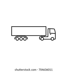 thin line long truck icon on white background