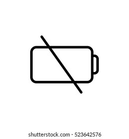 thin line low battery icon on white background