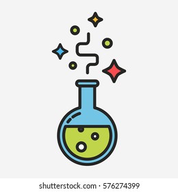 Thin line magical potion colorful vector outline