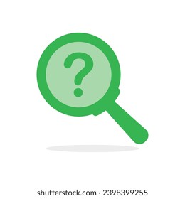 thin line magnifier black icon with question mark. flat cartoon trend modern scrutiny or inquiry logotype design web element isolated on white background. concept of simple inspect or survey badge