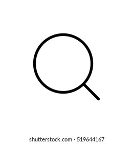 thin line magnifier icon on white background