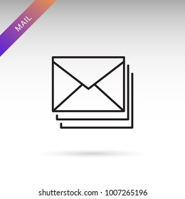 Thin line mail box, inbox email icon on white background. Modern flat vector isolated icon.