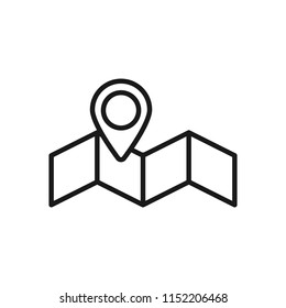 thin line map icon, location for camping