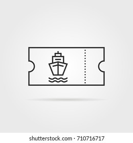 thin line marine boat ticket black icon. linear flat style trend modern stroke logotype graphic art design isolated on white background. concept of card for river or sea transport or tkt for vessel