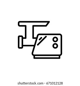 Thin line meat grinder icon. Vector illustration isolated on a white background. Simple outline pictogram of meat grinder.