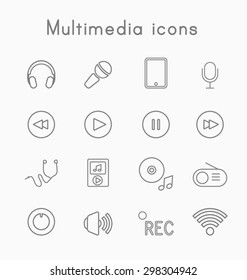 Thin line media icons