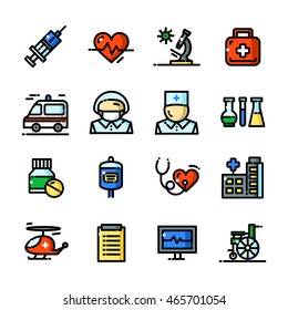 Thin line Medical icons set, Medicine outline logos vector illustration