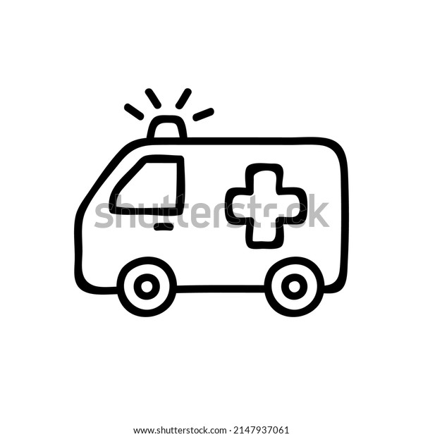 Thin line medical vehicle icon isolated on
white background - Vector
illustration