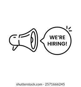 thin line megaphone with hire announce