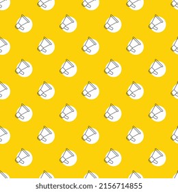 Thin line Megaphone icons on a yellow background in seamless pattern. Abstract business illustration with repeated elements. Vector background EPS 10