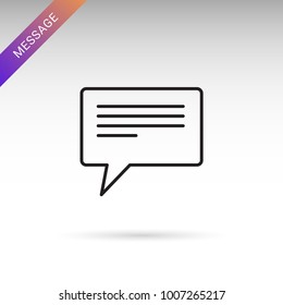 Thin line message, conversation, chat bubble icon on white background. Modern flat vector isolated icon.