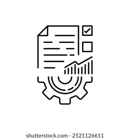 thin line methodology execute like efficacy icon. outline trend easy tech benchmark logotype graphic design web element. concept of financial or industrial startup and productivity strategy analytics