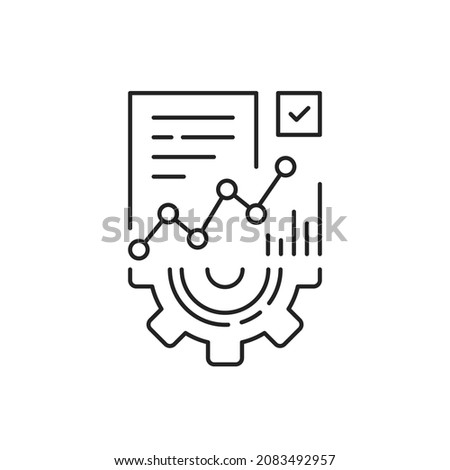 thin line methodology execute like efficacy icon. outline trend easy tech benchmark logotype graphic design web element. concept of financial or industrial startup and productivity strategy analytics