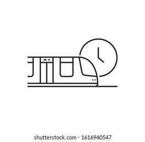 thin line metro train arrival icon. flat lineart style trend modern monoline logotype graphic art design isolated on white background. concept of type of under ground transport or infrastructure