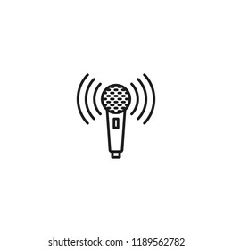 thin line microphone icon on white background