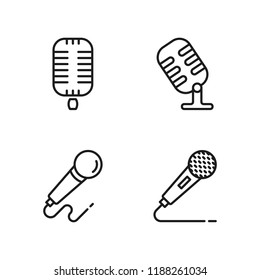thin line microphone icons set on white background