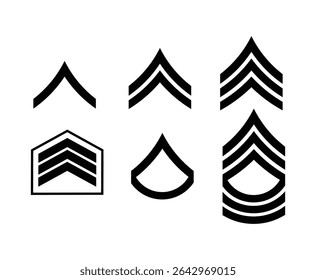 Thin line military badges set collection