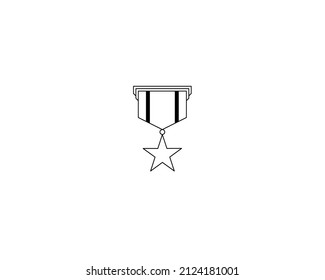 thin line military medal simple icon isolated on white background