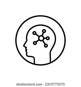 mapa de mente de línea delgada en la cabeza como función cognitiva. concepto de experiencia o conexiones neuronales o investigación. tendencia de trazo diseño de línea gráfica simple logotipo simple aislado en fondo blanco