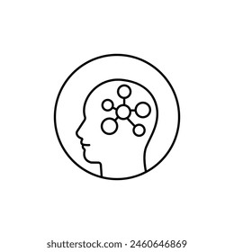 thin line mind map in head like cognitive function. concept of experience or neural connections or research. stroke trend modern simple logotype