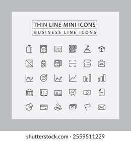 THIN LINE MINI ICONS BUSINESS LINE ICONS