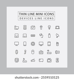 THIN LINE MINI ICONS DEVICES LINE ICONS