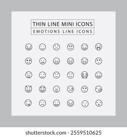 THIN LINE MINI ICONS EMOTIONS LINE ICONS