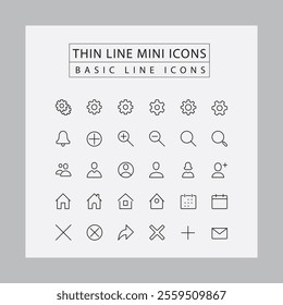 THIN LINE MINI ICONS GENERAL LINE ICONS