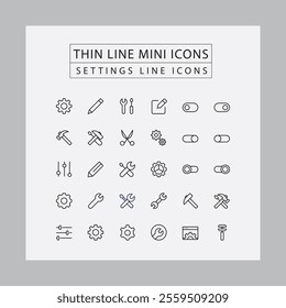 THIN LINE MINI ICONS SETTINGS LINE ICONS