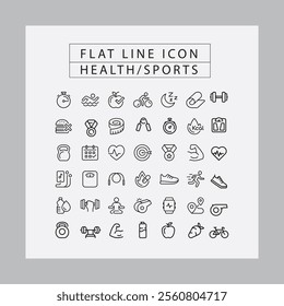 THIN LINE MINI ICONS, VECTOR HEALT SPORTS