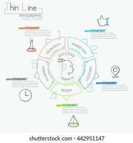 Thin line minimal arrow business cycle infographic template. Vector illustration. Can be used for workflow layout, diagram, number options, web design, timeline.