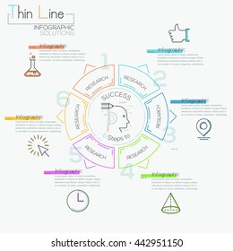 Thin line minimal arrow business cycle infographic template. Vector illustration. Can be used for workflow layout, diagram, number options, web design, and timeline.