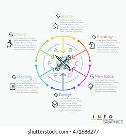 Thin line minimal arrow business cycle infographic template. Vector illustration. Can be used for workflow layout, diagram, number options, web design, infographics and timeline.
