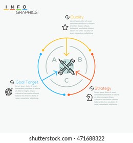 Thin line minimal arrow business cycle infographic template. Vector illustration. Can be used for workflow layout, diagram, number options, web design, presentations and timeline.