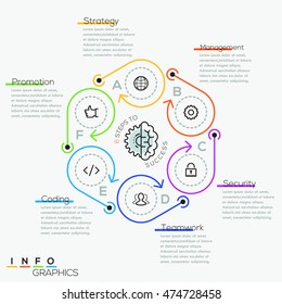 Thin line minimal arrow business cycle infographic template. Vector illustration. Can be used for workflow layout, diagram, number options, web design, infochart and timeline.