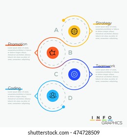 Thin line minimal circle arrow business infographic timeline template. Vector illustration. Can be used for workflow layout, diagram, number options, web design, infographics and timeline.