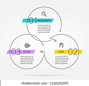 Thin line minimal Infographic design template with icons and 3 options or steps.  Can be used for process diagram, presentations, workflow layout, banner, flow chart, info graph.