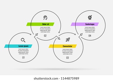 Thin line minimal Infographic design template with icons and 4 options or steps. Can be used for process diagram, presentations, workflow layout, banner, flow chart, info graph. Thin line minimal Infographic design template with icons and 4 options or steps. Can be used for process diagram, presentations, workflow layout, banner, flow chart, info graph.