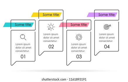 Thin line minimal Infographic design template with icons and 4 options or steps.  Can be used for process diagram, presentations, workflow layout, banner, flow chart, info graph.