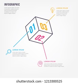 Thin line minimal infographic design template. Minimal 3D infographics. Vector element for infographic