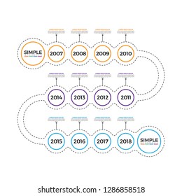 Thin line minimal Infographic design template with year. Business timeline workflow infographics. Corporate milestones graphic elements. Company presentation slide template with year periods.