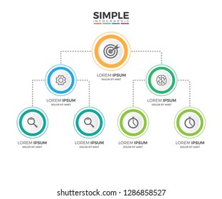 Thin line minimal Infographic design template. Minimalis Corporate organizational structure graphic elements. Company organization branches template. Modern vector info graphic tree layout design.