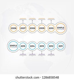 Thin line minimal Infographic design template with year. Business timeline workflow infographics. Corporate milestones graphic elements. Company presentation slide template with year periods.