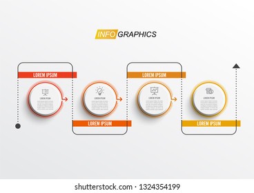 Thin line minimal infographic design template with 4 options or steps. Can be used for process diagram, presentations, workflow layout, banner, flow chart.
