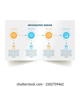 Thin Line Minimal Infographic Design Template With Icons And Three Steps or Options