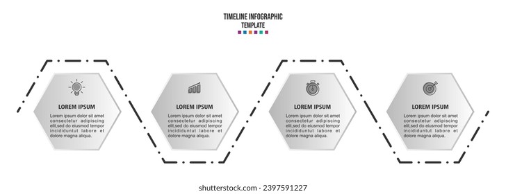 Thin line minimal Infographic design template with icons and 4 options or steps.