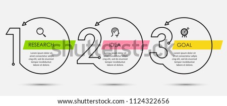 Thin line minimal Infographic design template with icons and 3 options or steps.  Can be used for process diagram, presentations, workflow layout, banner, flow chart, info graph.