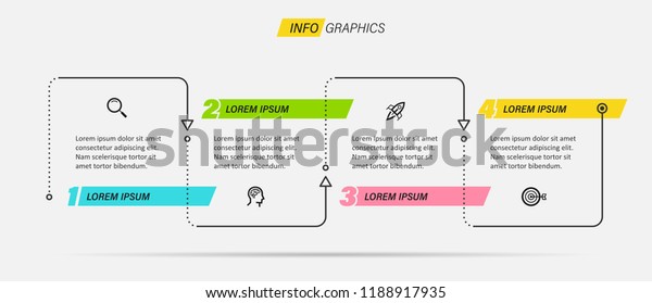 Thin line minimal
Infographic design template with icons and 4 options or steps.  Can
be used for process diagram, presentations, workflow layout,
banner, flow chart, info
graph.